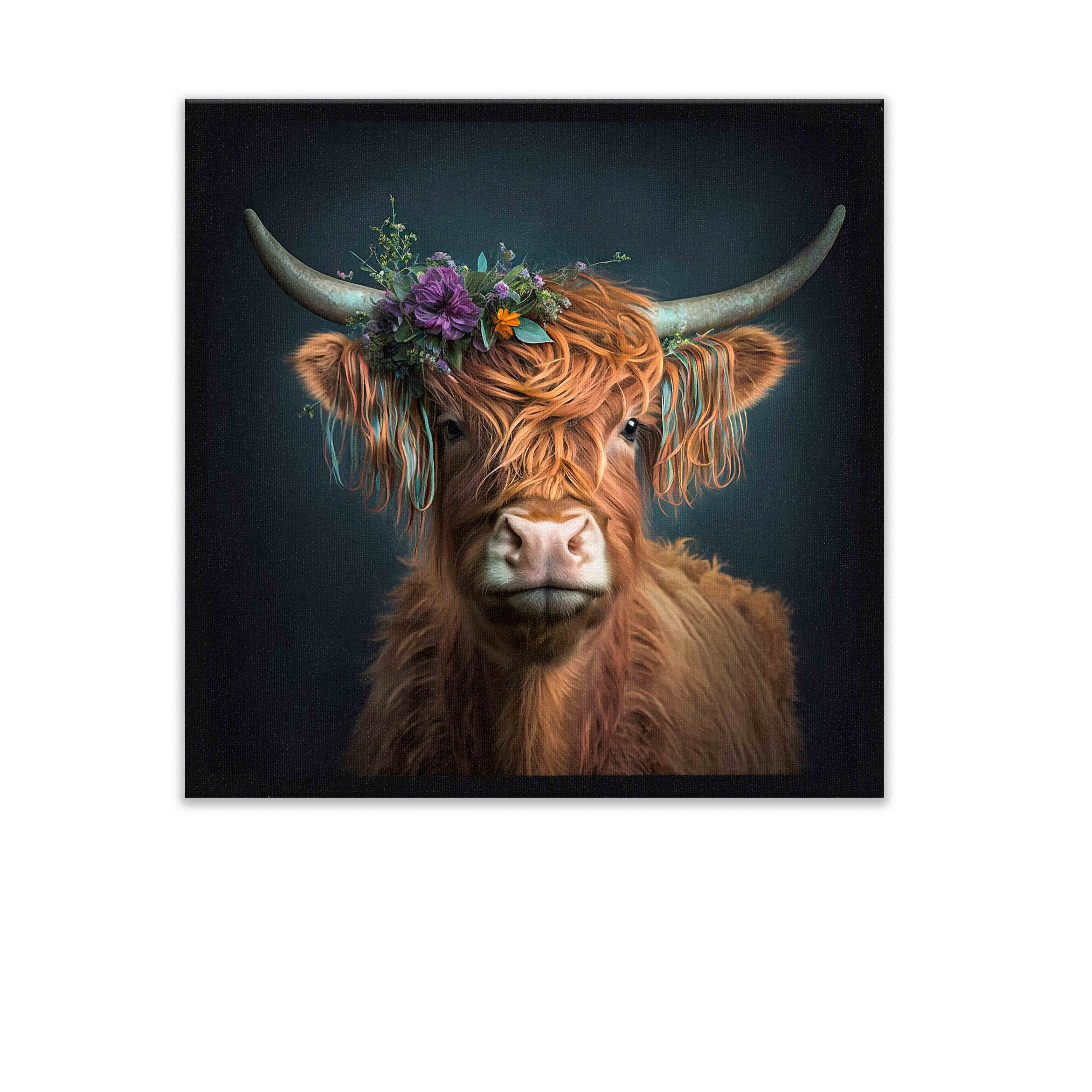 The Bison and Flowers Canvas Print 36x36-Wall Art-DECOROLALA