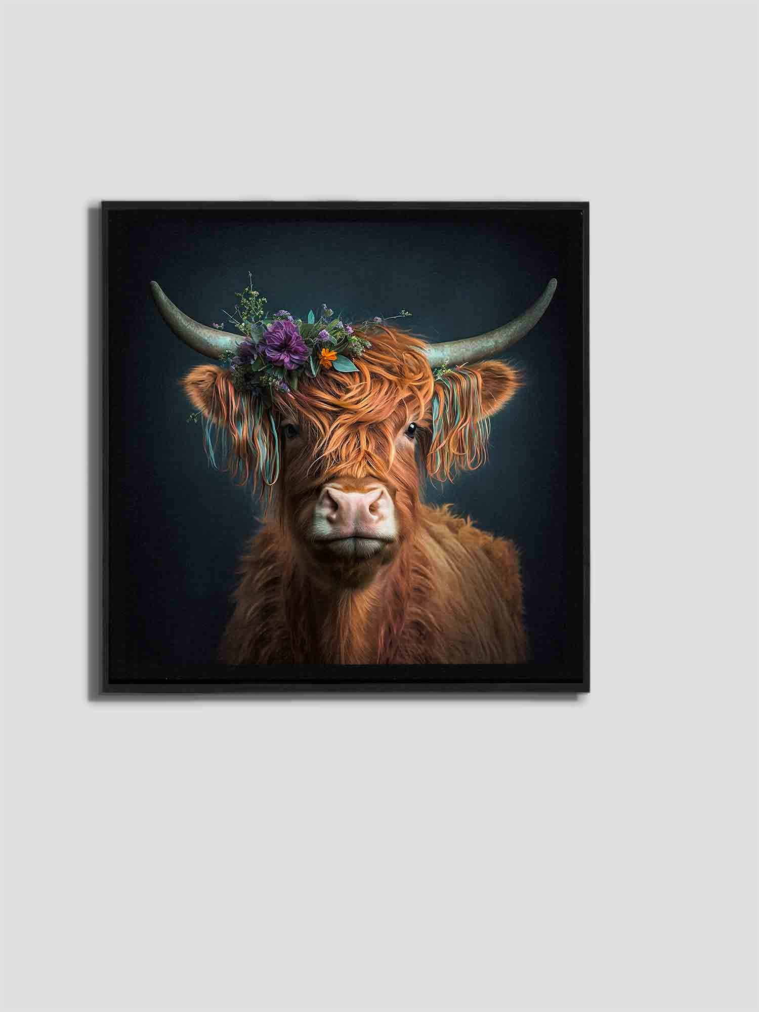 The Bison and Flowers Canvas Print 36x36-Wall Art-DECOROLALA