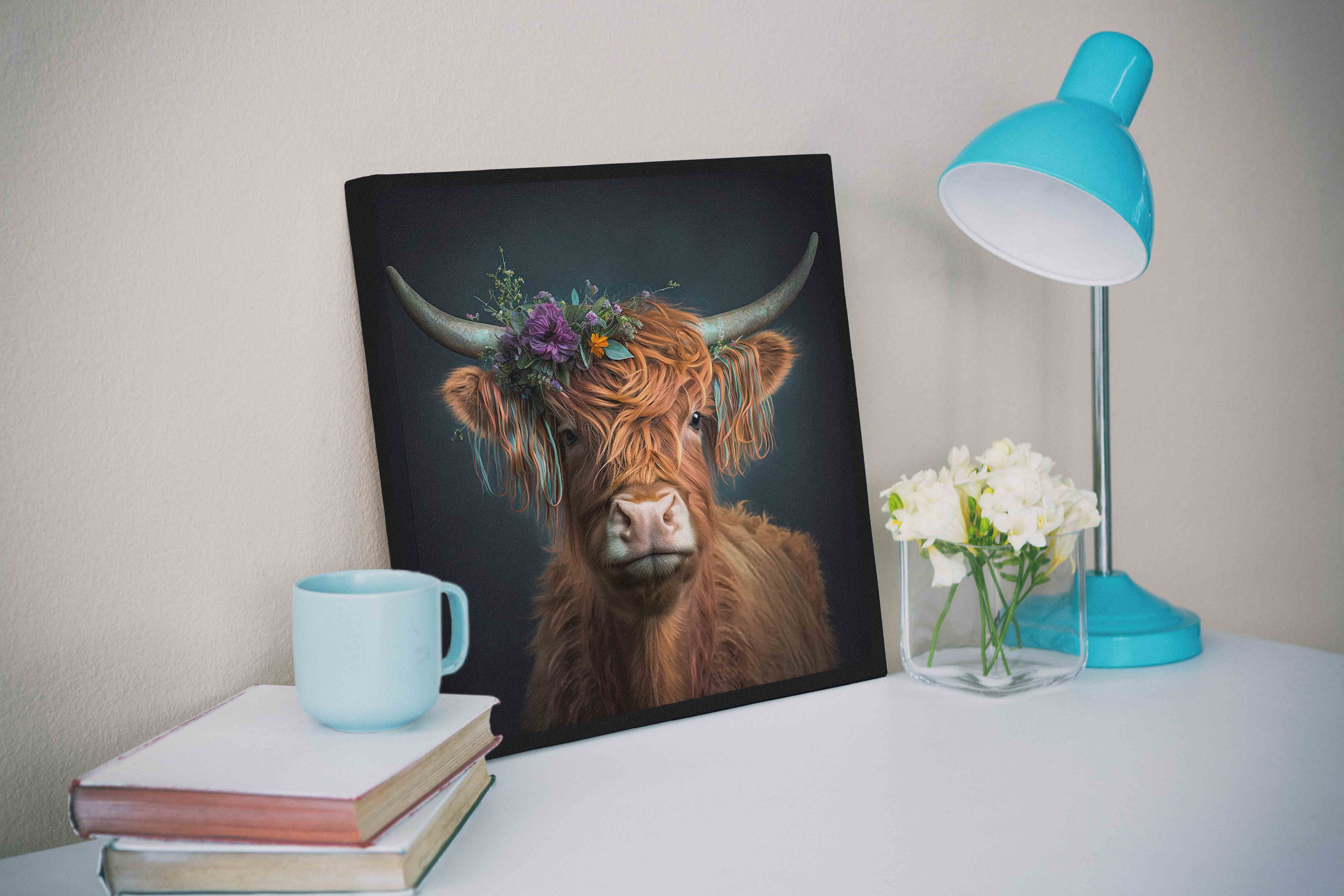 The Bison and Flowers Canvas Print 36x36-Wall Art-DECOROLALA