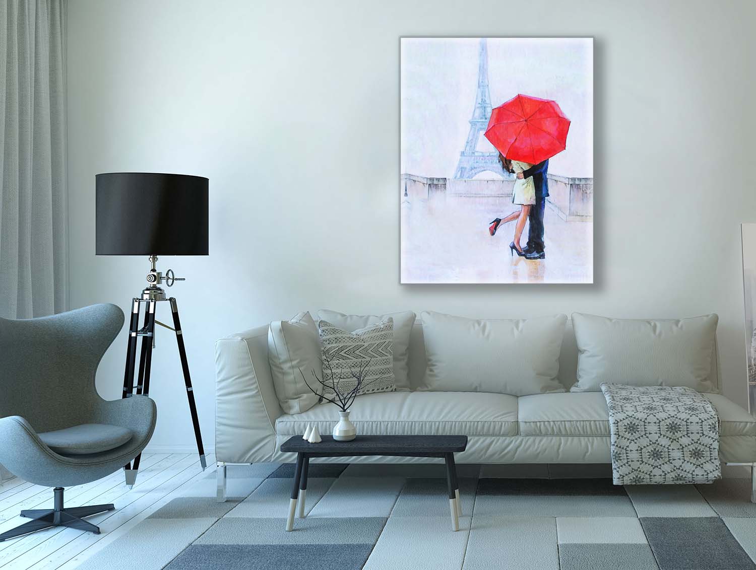 The Couple and Red Ambarella Canvas Wall Art Print-Wall Art-DECOROLALA