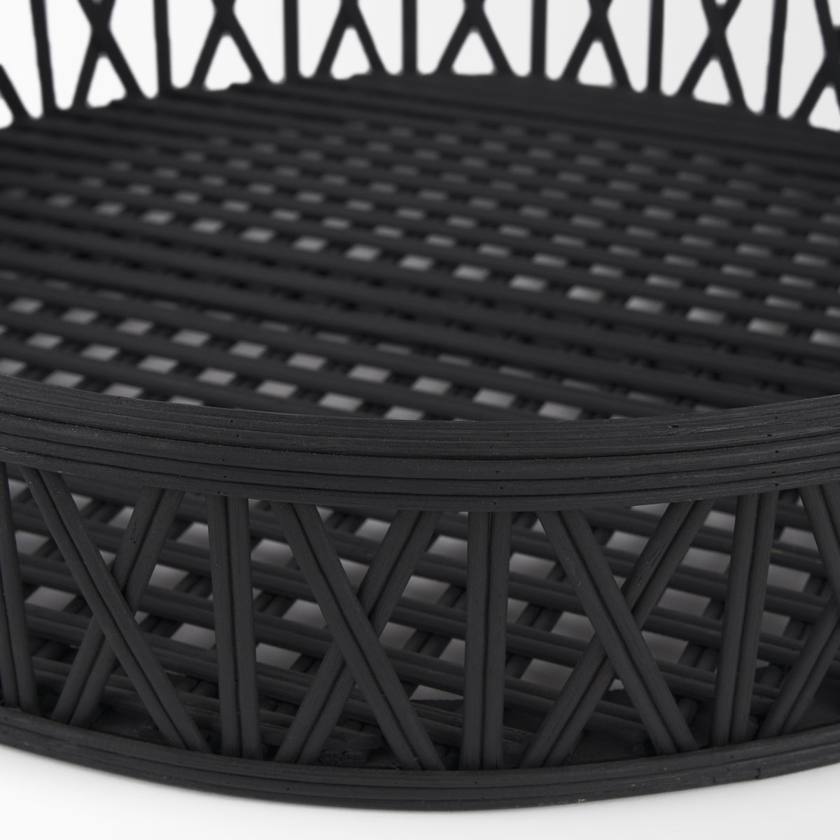 Thea Matte Black Wicker Trays (Set of 2)-Trays-DECOROLALA