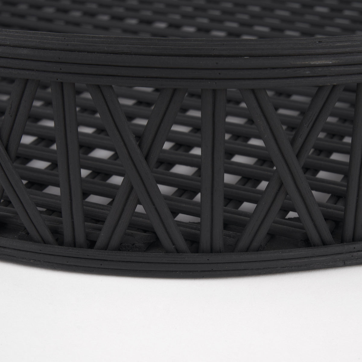 Thea Matte Black Wicker Trays (Set of 2)-Trays-DECOROLALA