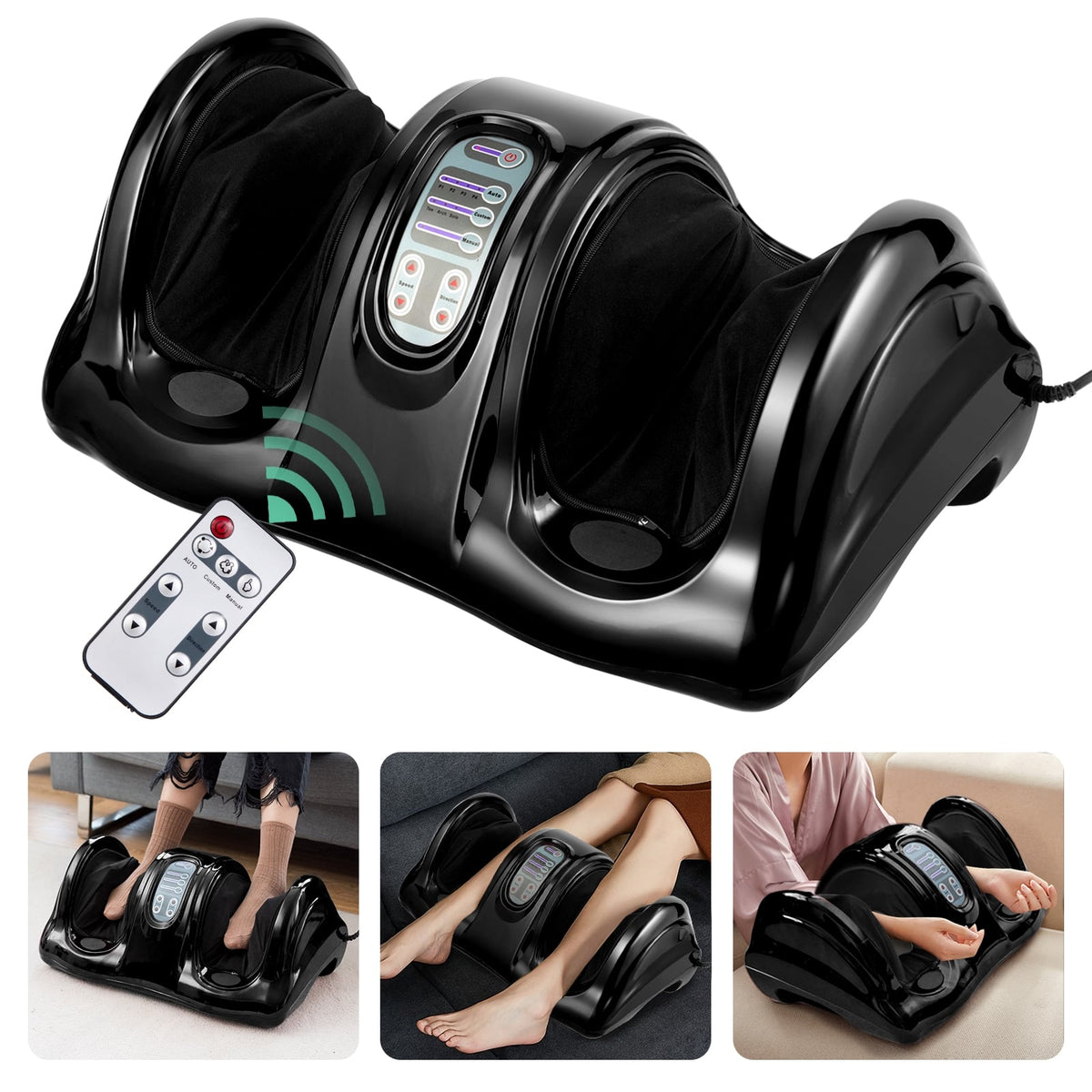 Therapeutic Shiatsu Foot Massager with High Intensity Rollers-Black-Foot Massager-DECOROLALA