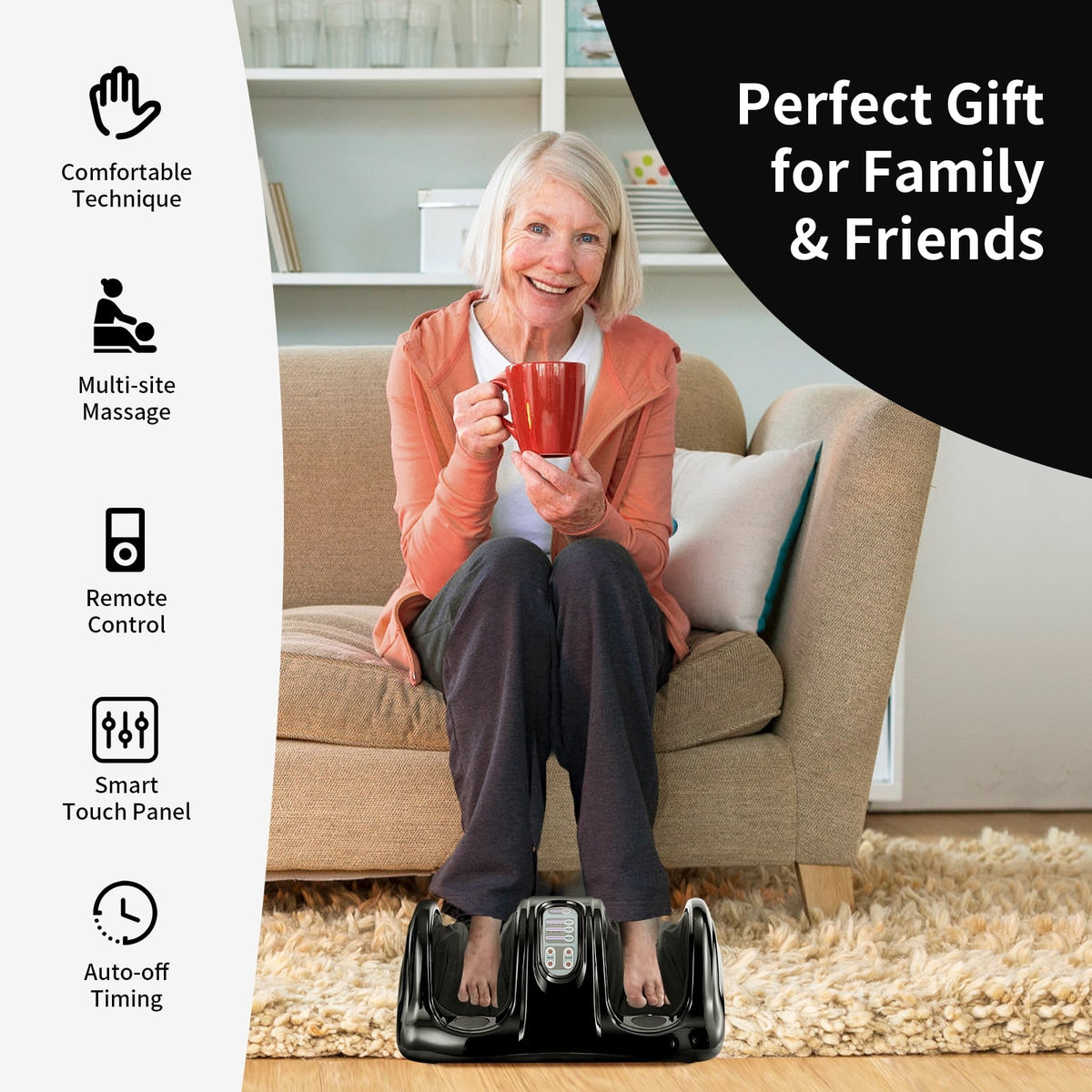 Therapeutic Shiatsu Foot Massager with High Intensity Rollers-Black-Foot Massager-DECOROLALA
