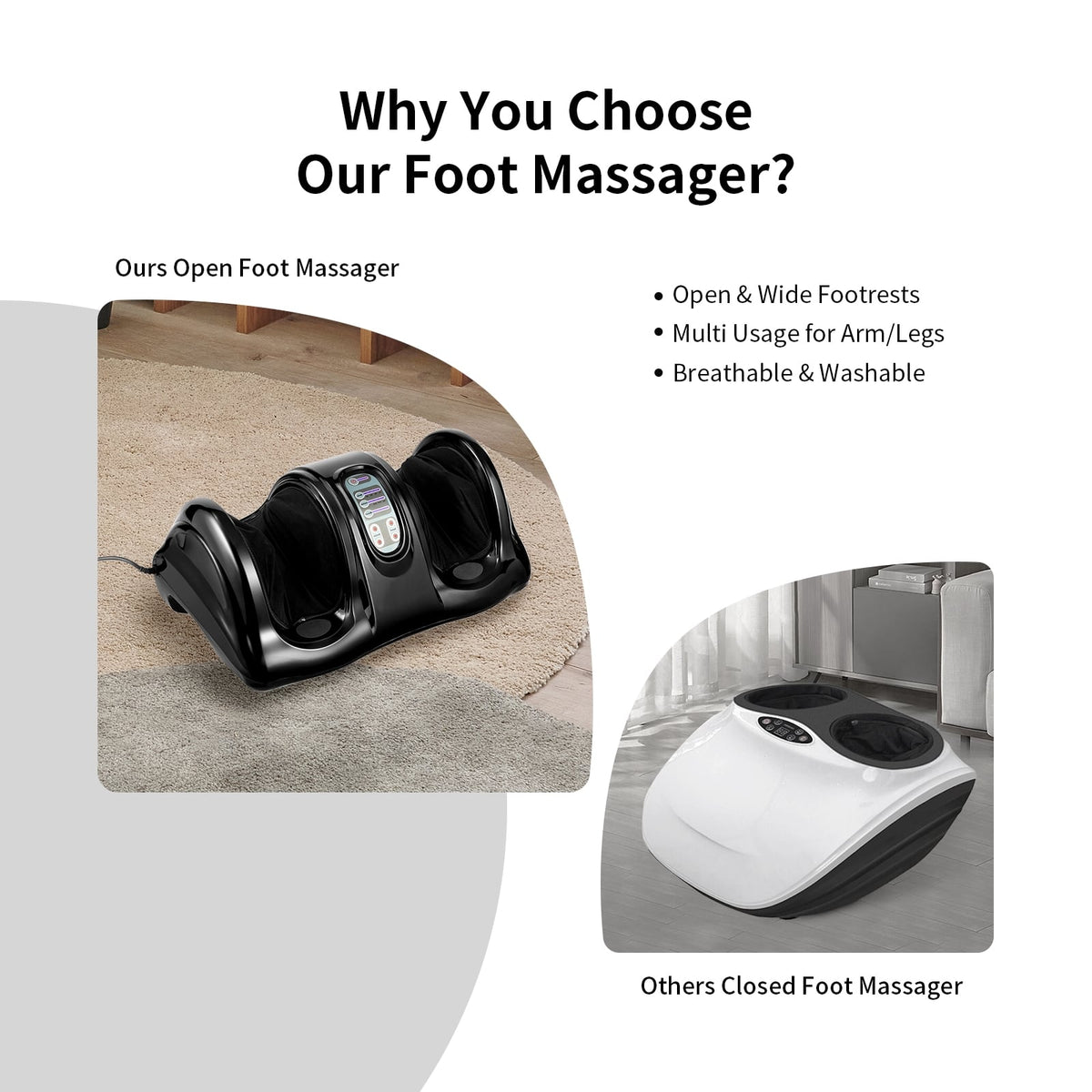 Therapeutic Shiatsu Foot Massager with High Intensity Rollers-Black-Foot Massager-DECOROLALA