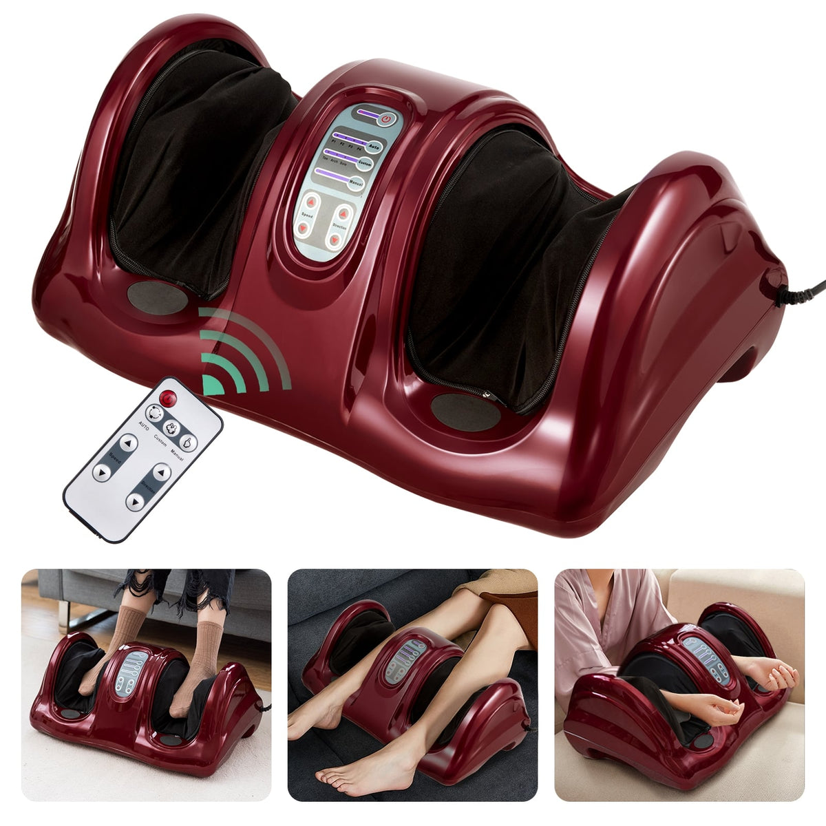Therapeutic Shiatsu Foot Massager with High Intensity Rollers-Dark Red-Foot Massager-DECOROLALA