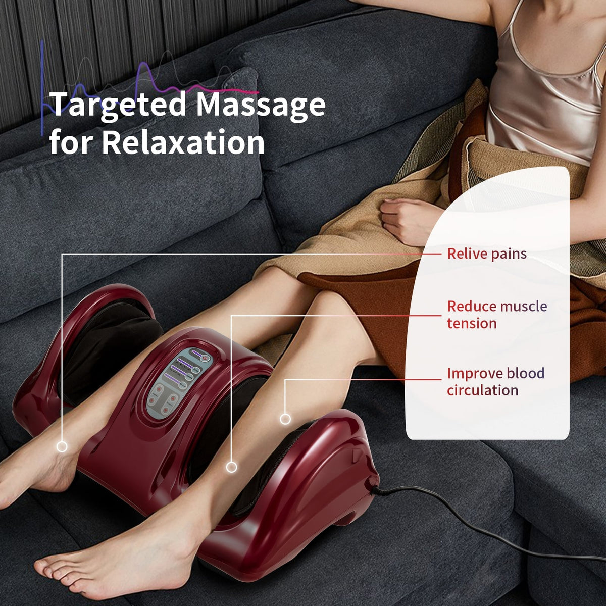 Therapeutic Shiatsu Foot Massager with High Intensity Rollers-Dark Red-Foot Massager-DECOROLALA