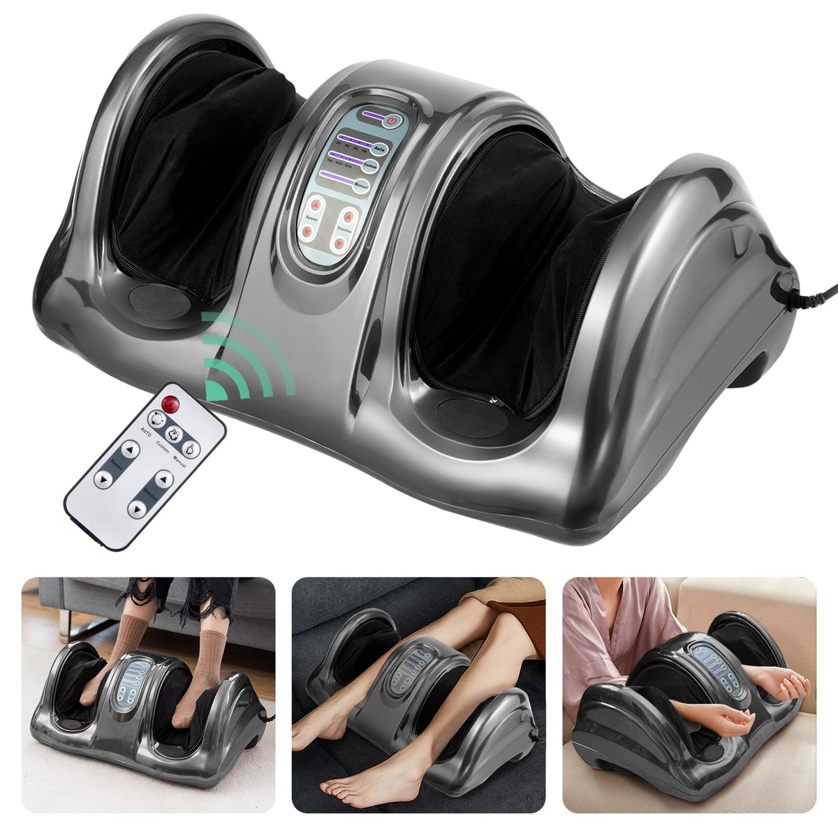 Therapeutic Shiatsu Foot Massager with High Intensity Rollers-Gray-Foot Massager-DECOROLALA