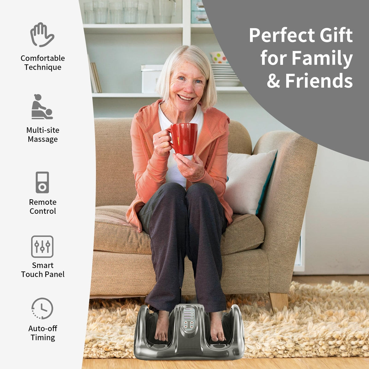 Therapeutic Shiatsu Foot Massager with High Intensity Rollers-Gray-Foot Massager-DECOROLALA