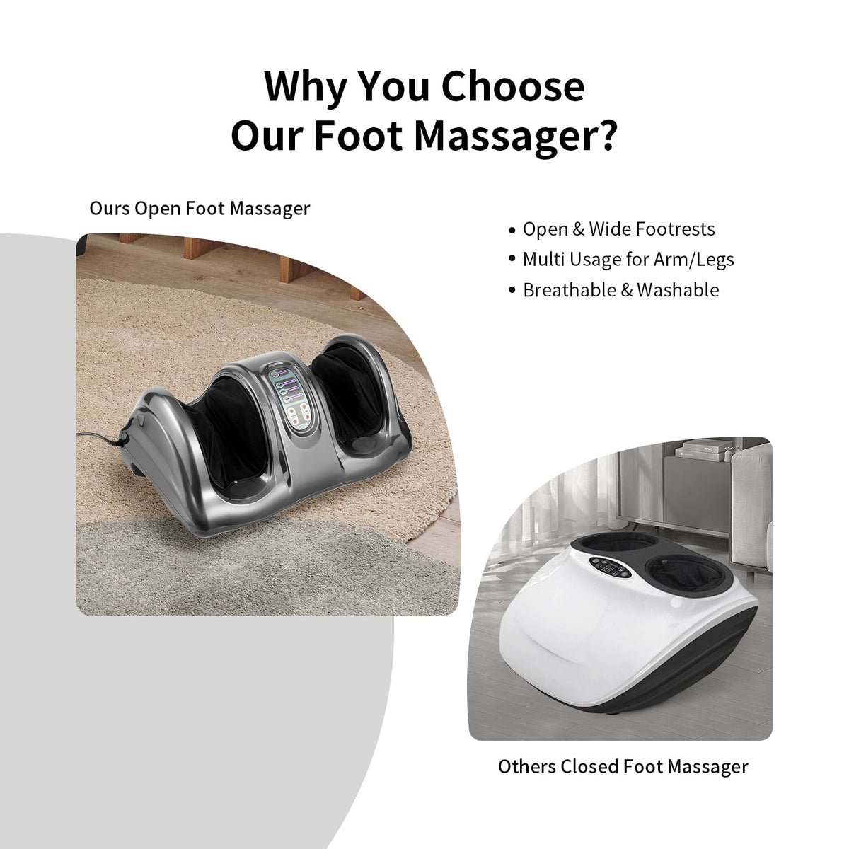 Therapeutic Shiatsu Foot Massager with High Intensity Rollers-Gray-Foot Massager-DECOROLALA