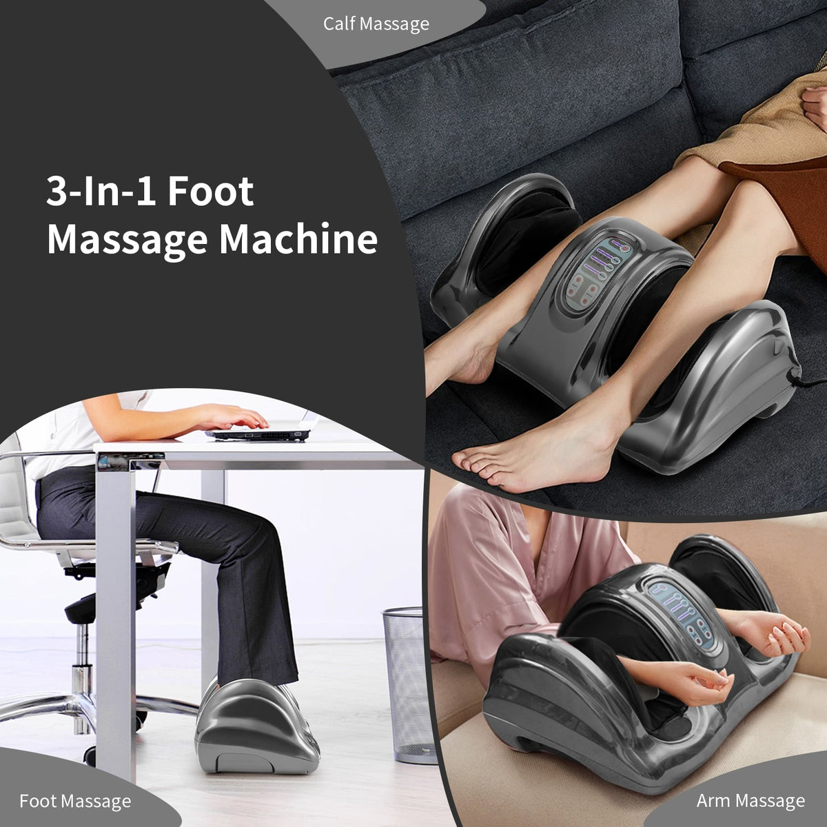 Therapeutic Shiatsu Foot Massager with High Intensity Rollers-Gray-Foot Massager-DECOROLALA