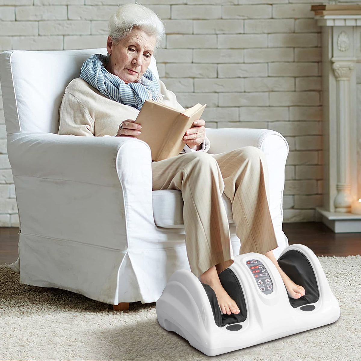 Therapeutic Shiatsu Foot Massager with High Intensity Rollers-White-Foot Massager-DECOROLALA