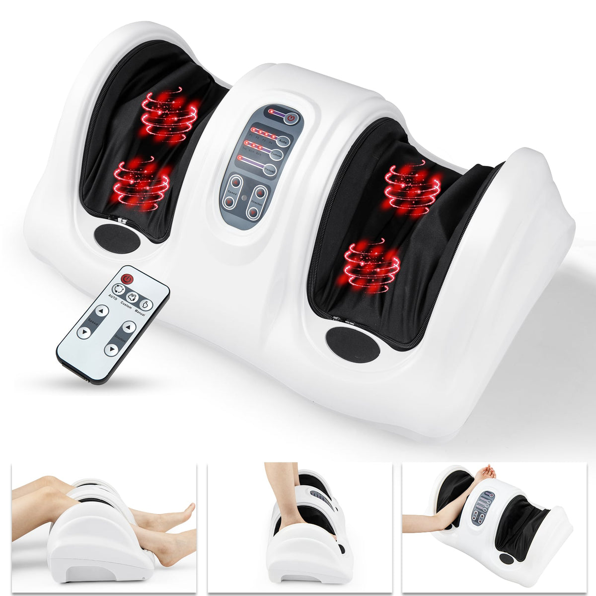 Therapeutic Shiatsu Foot Massager with High Intensity Rollers-White-Foot Massager-DECOROLALA