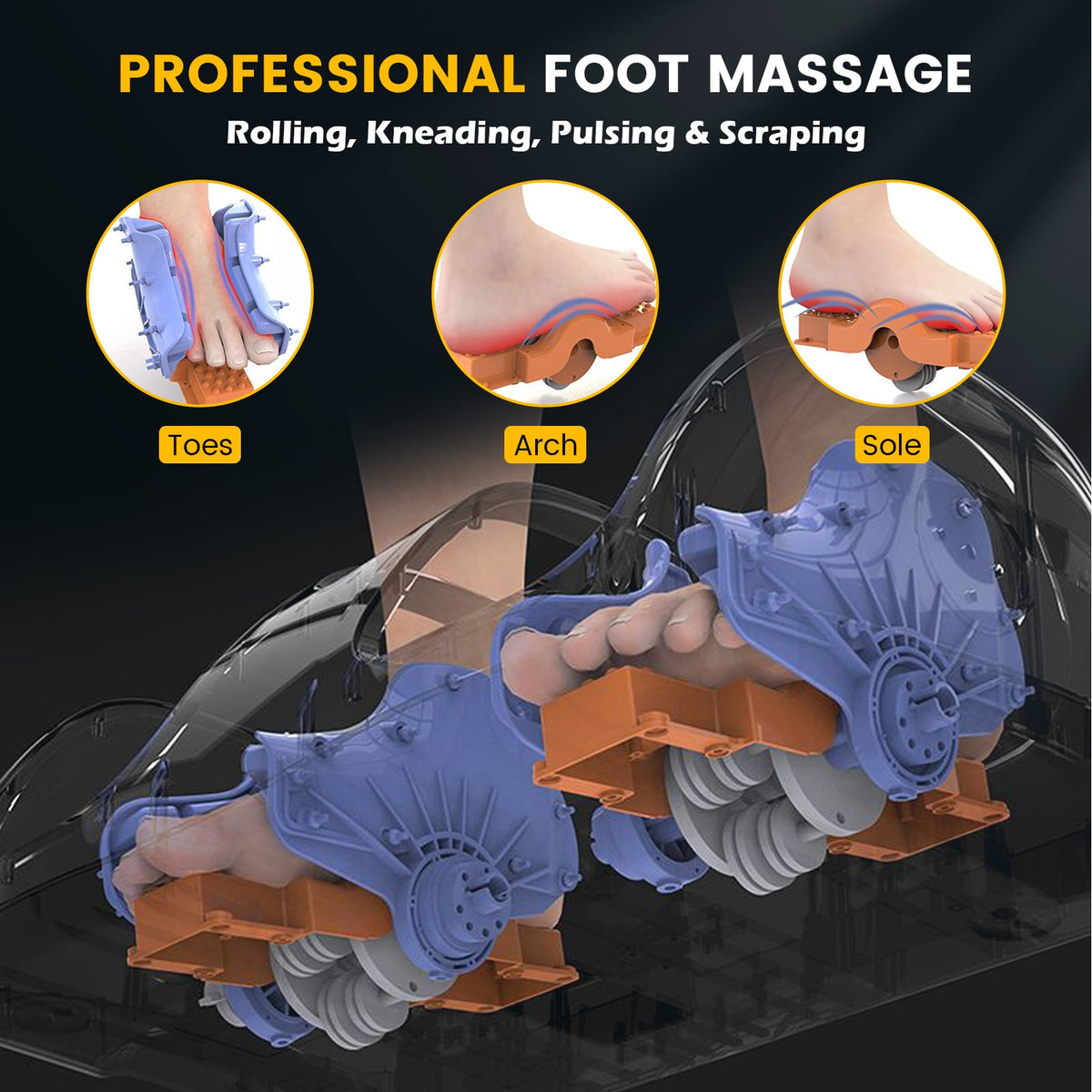 Therapeutic Shiatsu Foot Massager with High Intensity Rollers-White-Foot Massager-DECOROLALA