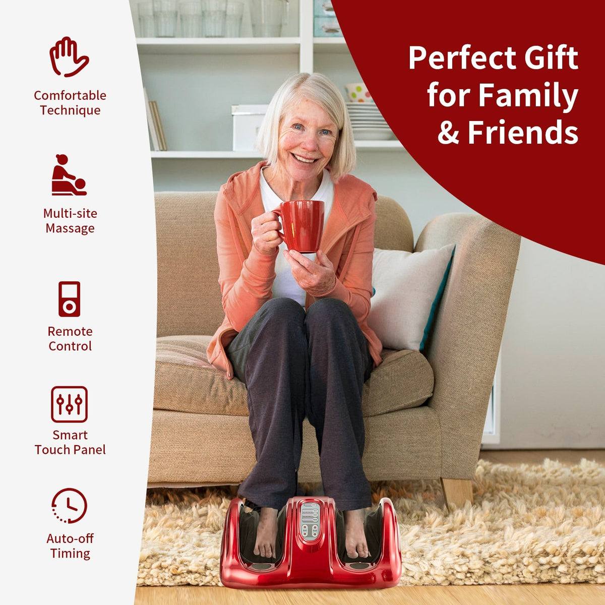 Therapeutic Shiatsu Foot Massager with High Intensity Rollers-Wine-Foot Massager-DECOROLALA