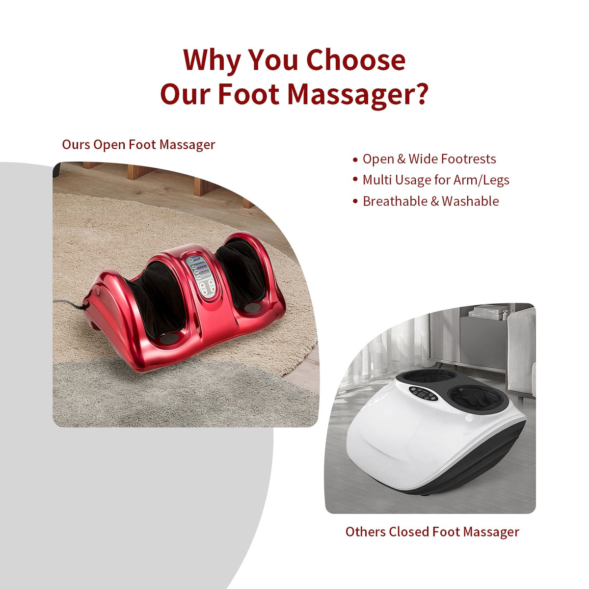 Therapeutic Shiatsu Foot Massager with High Intensity Rollers-Wine-Foot Massager-DECOROLALA