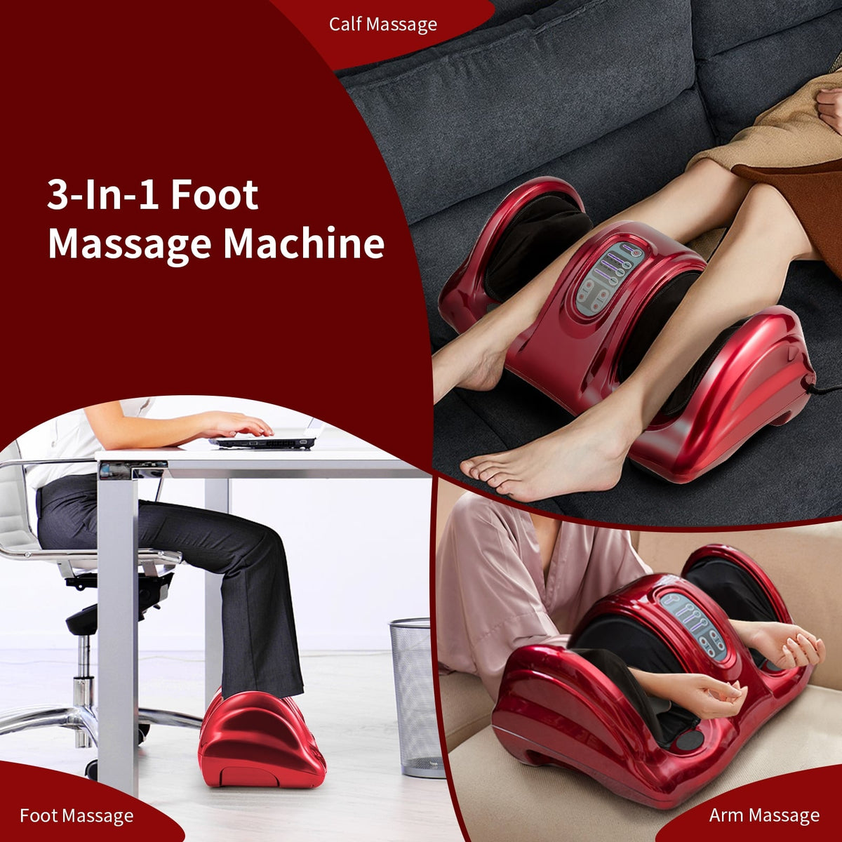 Therapeutic Shiatsu Foot Massager with High Intensity Rollers-Wine-Foot Massager-DECOROLALA