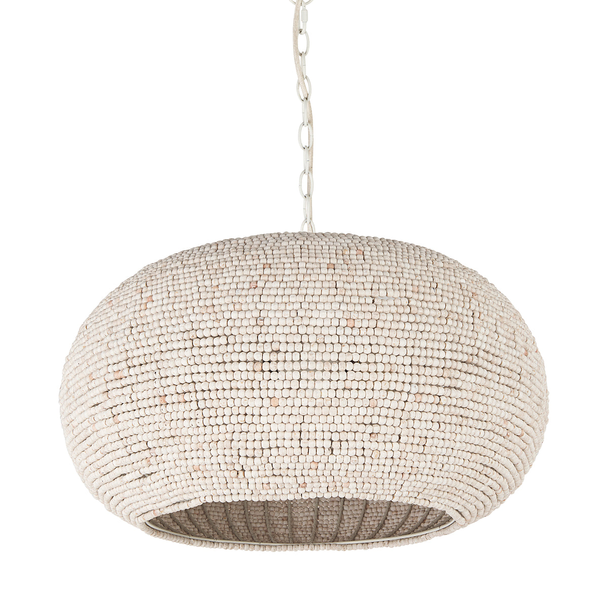 Theta 30.0 L x 30.0 W x 15.0 H White-Washed Beaded Chandelier-Chandeliers-DECOROLALA