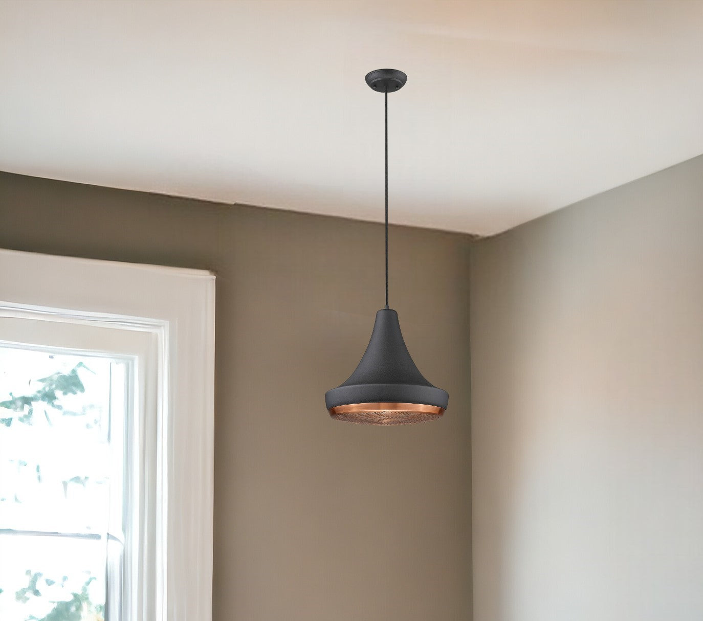 Tholos 1-Light Matte Black Pendant-Pendants-Hanging Lights-DECOROLALA