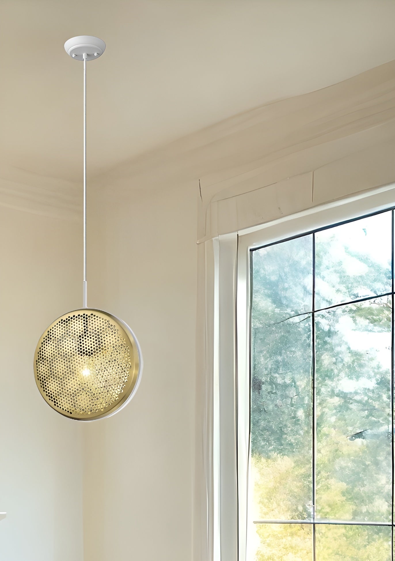 Tholos 1-Light White Pendant-Pendants-Hanging Lights-DECOROLALA