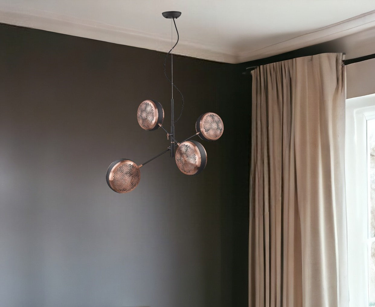 Tholos 4-Light Matte Black Pendant-Pendants-Hanging Lights-DECOROLALA