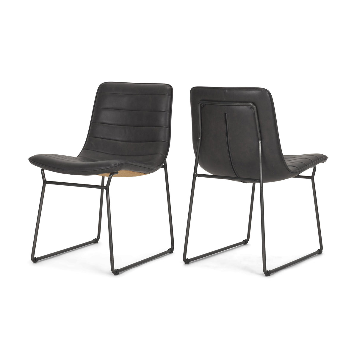 Thornton Solid Back Dining Side Chair | Faux Leather w/ Iron-Dining Chairs-DECOROLALA