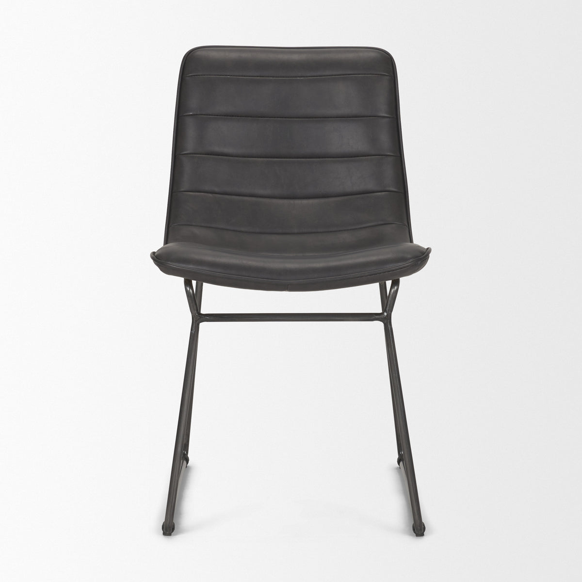 Thornton Solid Back Dining Side Chair | Faux Leather w/ Iron-Dining Chairs-DECOROLALA