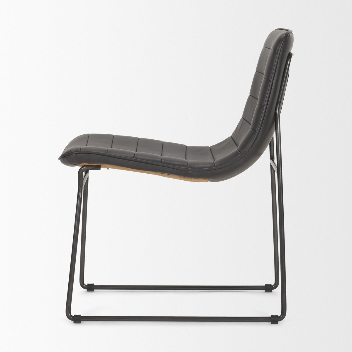 Thornton Solid Back Dining Side Chair | Faux Leather w/ Iron-Dining Chairs-DECOROLALA