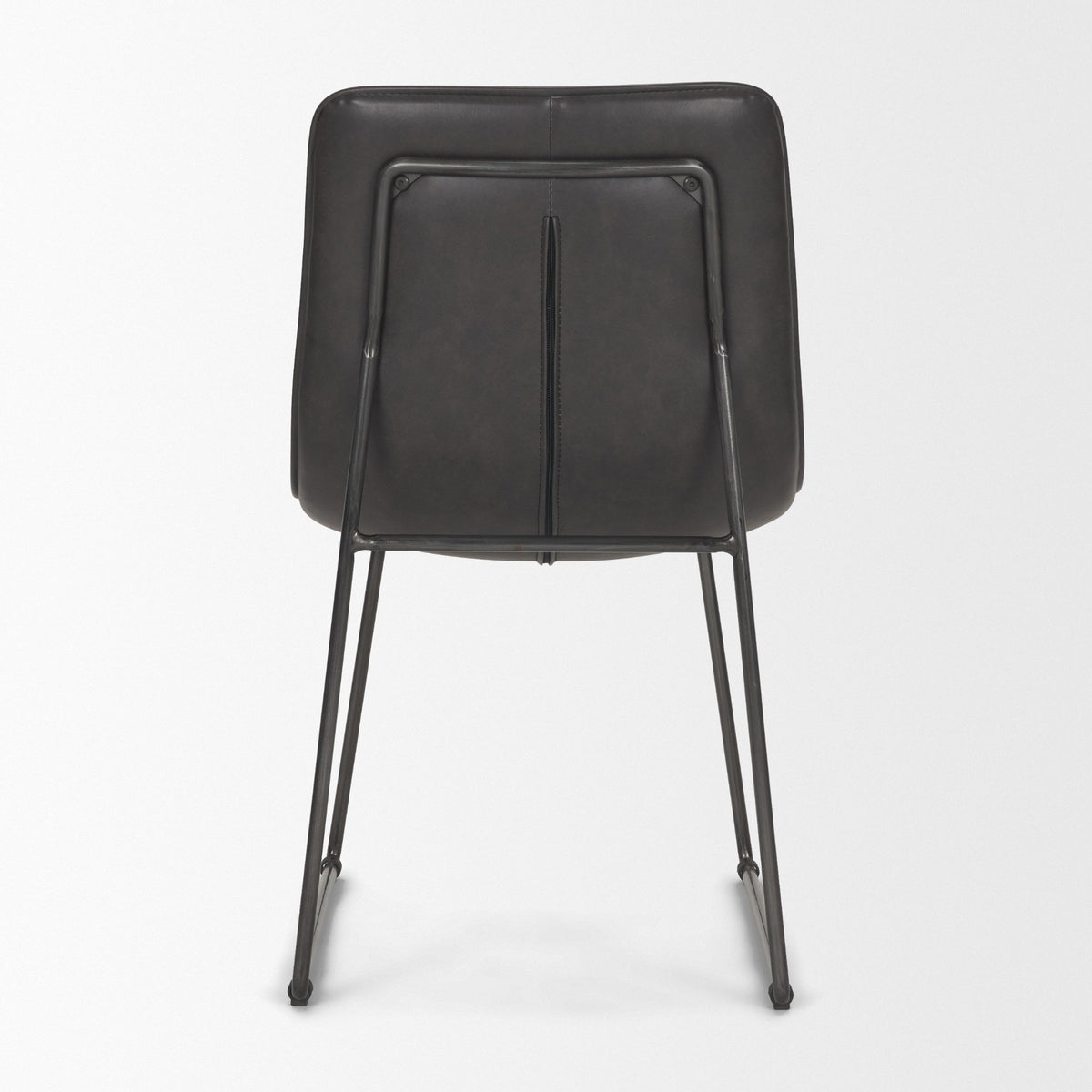 Thornton Solid Back Dining Side Chair | Faux Leather w/ Iron-Dining Chairs-DECOROLALA