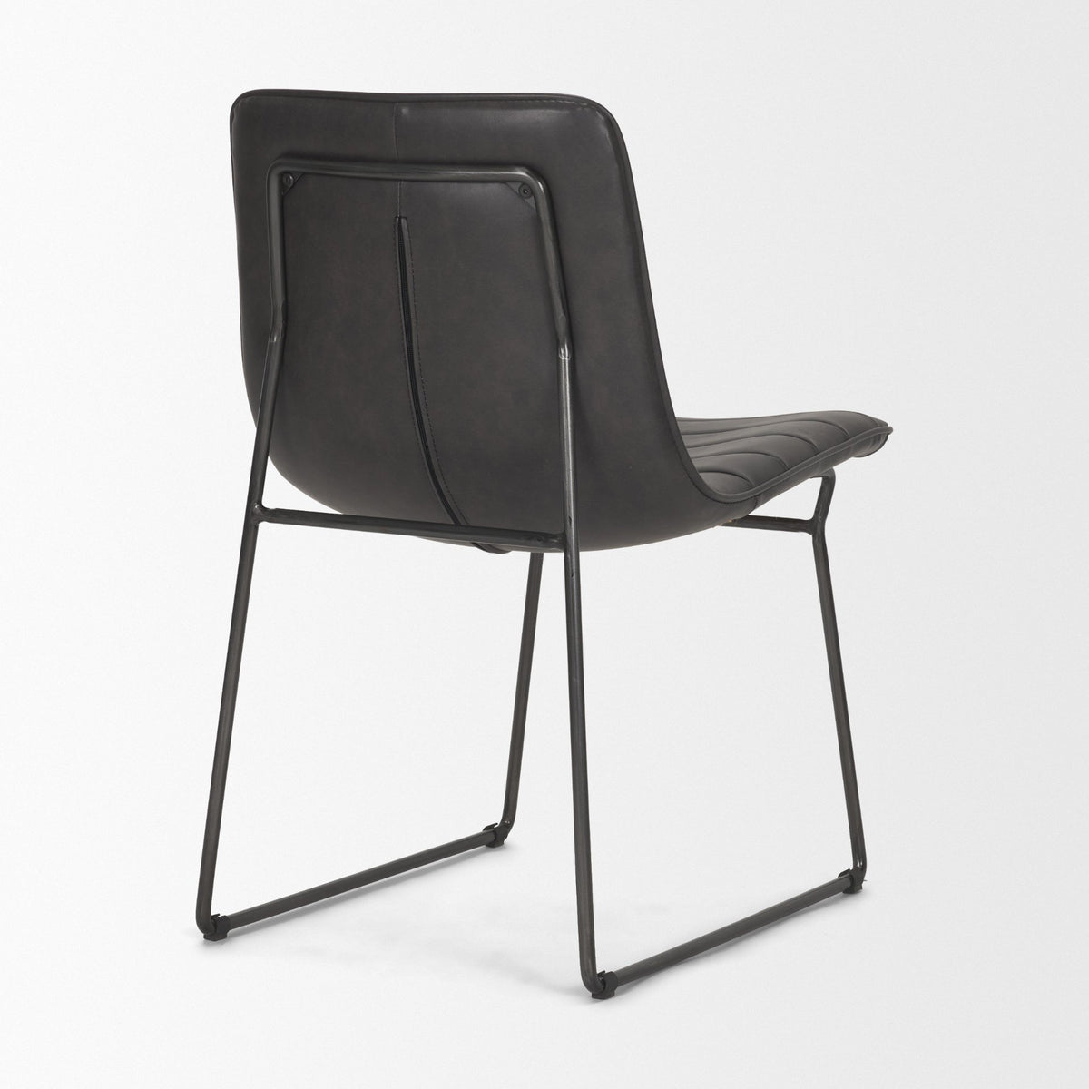 Thornton Solid Back Dining Side Chair | Faux Leather w/ Iron-Dining Chairs-DECOROLALA