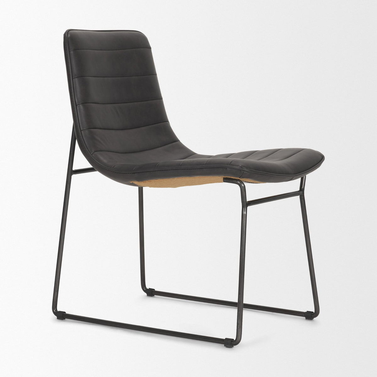 Thornton Solid Back Dining Side Chair | Faux Leather w/ Iron-Dining Chairs-DECOROLALA
