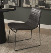 Thornton Solid Back Dining Side Chair | Faux Leather w/ Iron-Dining Chairs-DECOROLALA
