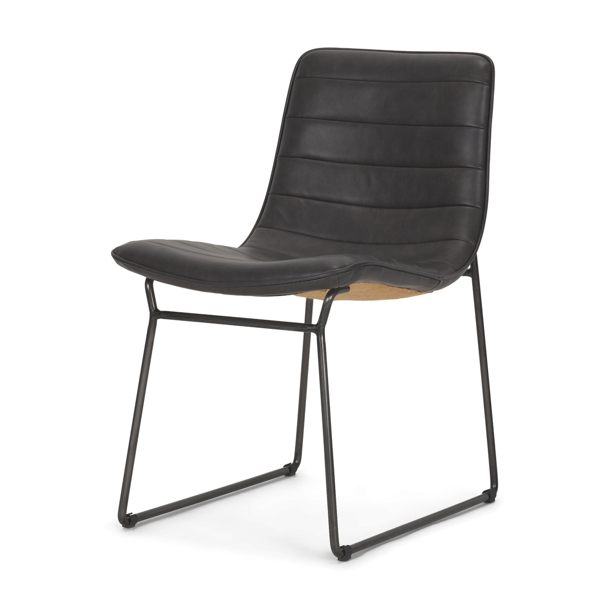 Thornton Solid Back Dining Side Chair - Faux Leather/Iron-Dining Chairs-DECOROLALA
