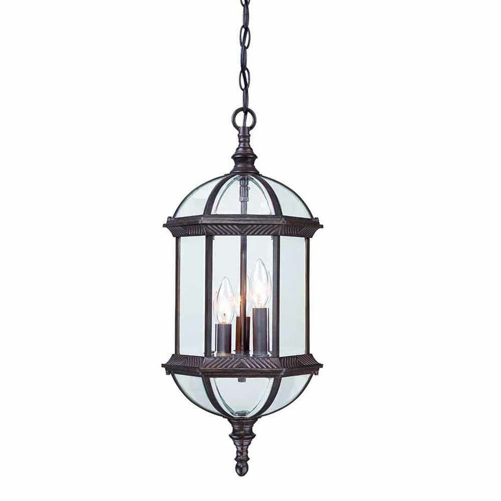 Three Light Dark Brown Eastern Lantern Hanging Light-Outdoor Lighting-DECOROLALA