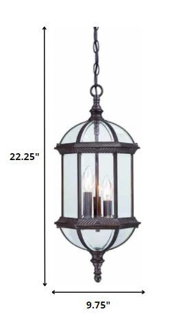 Three Light Dark Brown Eastern Lantern Hanging Light-Outdoor Lighting-DECOROLALA