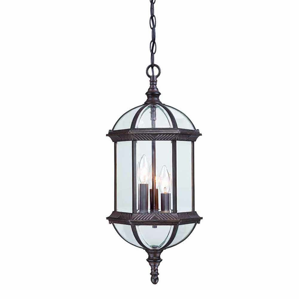 Three Light Dark Brown Eastern Lantern Hanging Light-Outdoor Lighting-DECOROLALA