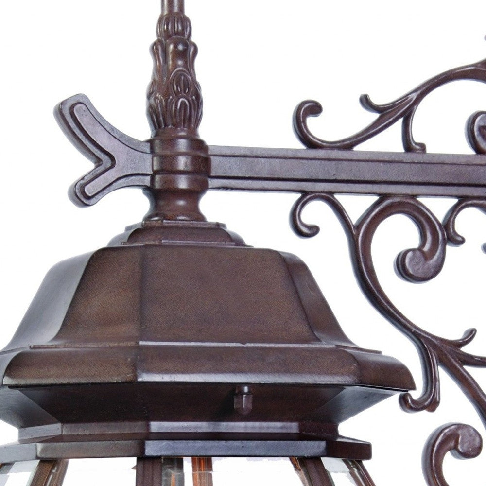 Three Light Dark Brown Hanging Glass Globe Wall Light-Outdoor Lighting-DECOROLALA