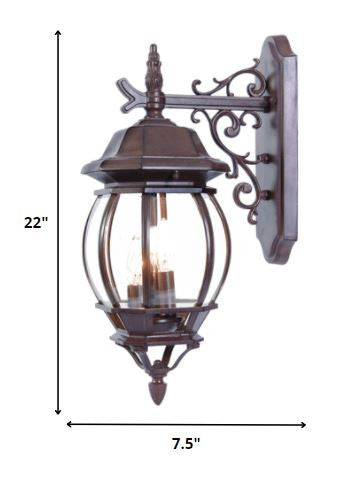 Three Light Dark Brown Hanging Glass Globe Wall Light-Outdoor Lighting-DECOROLALA
