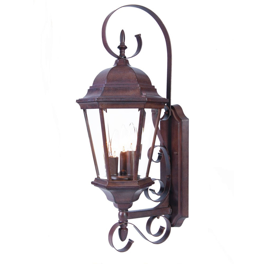 Three Light Dark Brown Swing Arm Lantern Wall Light-Outdoor Lighting-DECOROLALA