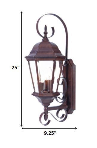 Three Light Dark Brown Swing Arm Lantern Wall Light-Outdoor Lighting-DECOROLALA