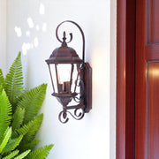 Three Light Dark Brown Swing Arm Lantern Wall Light-Outdoor Lighting-DECOROLALA