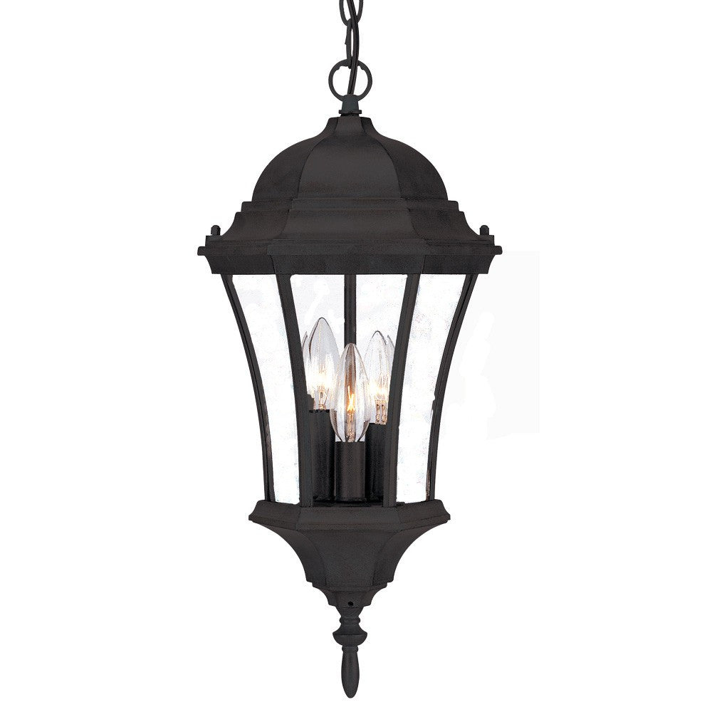 Three Light Matte Black Carousel Lantern Hanging Light-Outdoor Lighting-DECOROLALA
