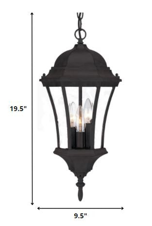 Three Light Matte Black Carousel Lantern Hanging Light-Outdoor Lighting-DECOROLALA