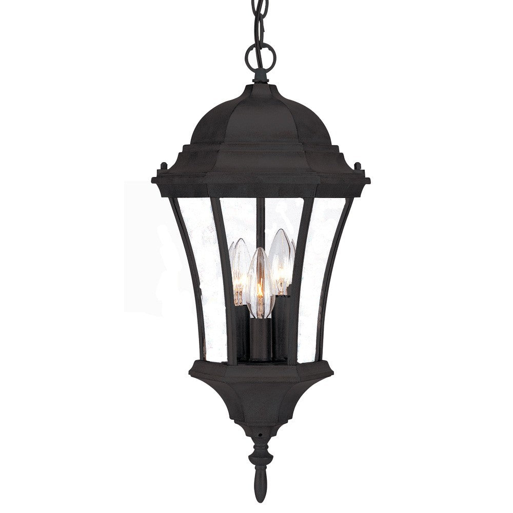 Three Light Matte Black Carousel Lantern Hanging Light-Outdoor Lighting-DECOROLALA