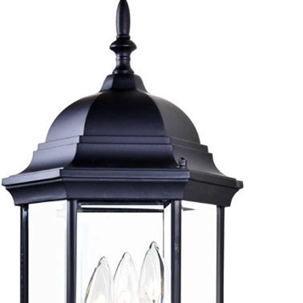Three Light Matte Black Domed Glass Lantern Wall Light-Outdoor Lighting-DECOROLALA