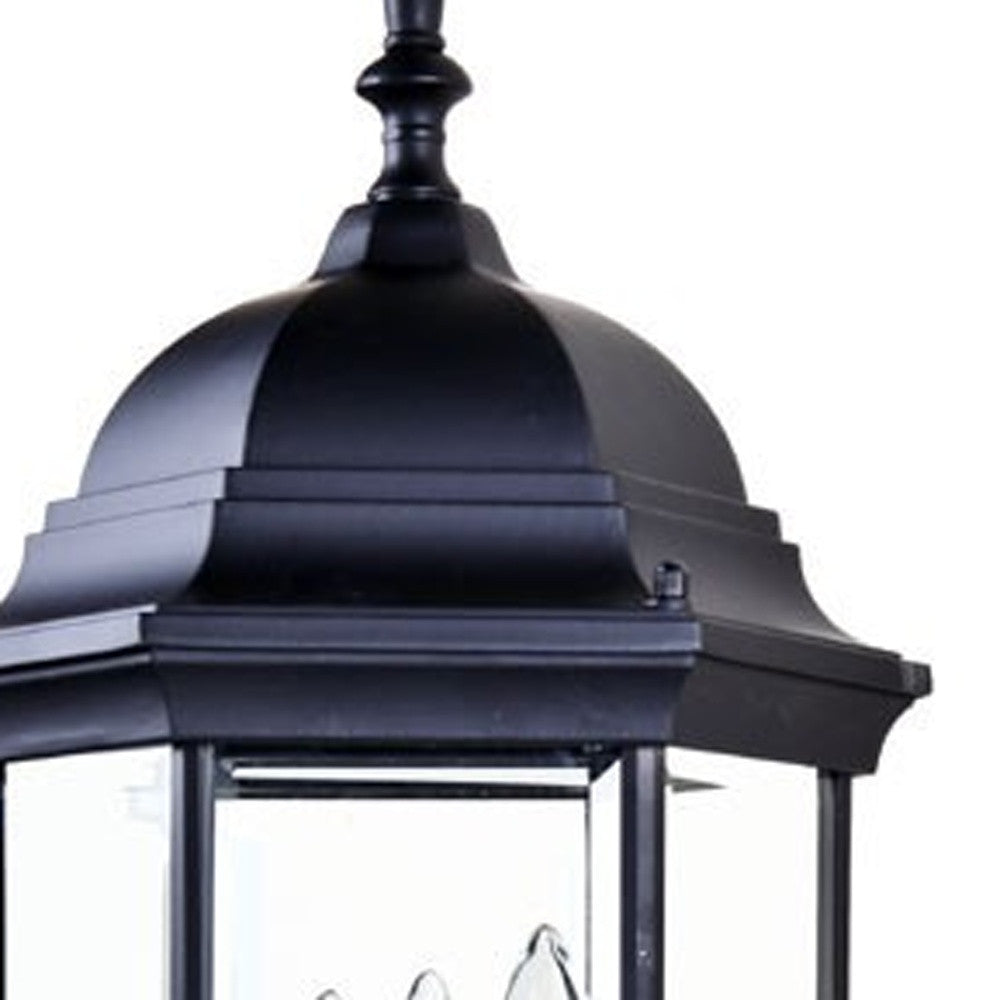 Three Light Matte Black Domed Glass Lantern Wall Light-Outdoor Lighting-DECOROLALA