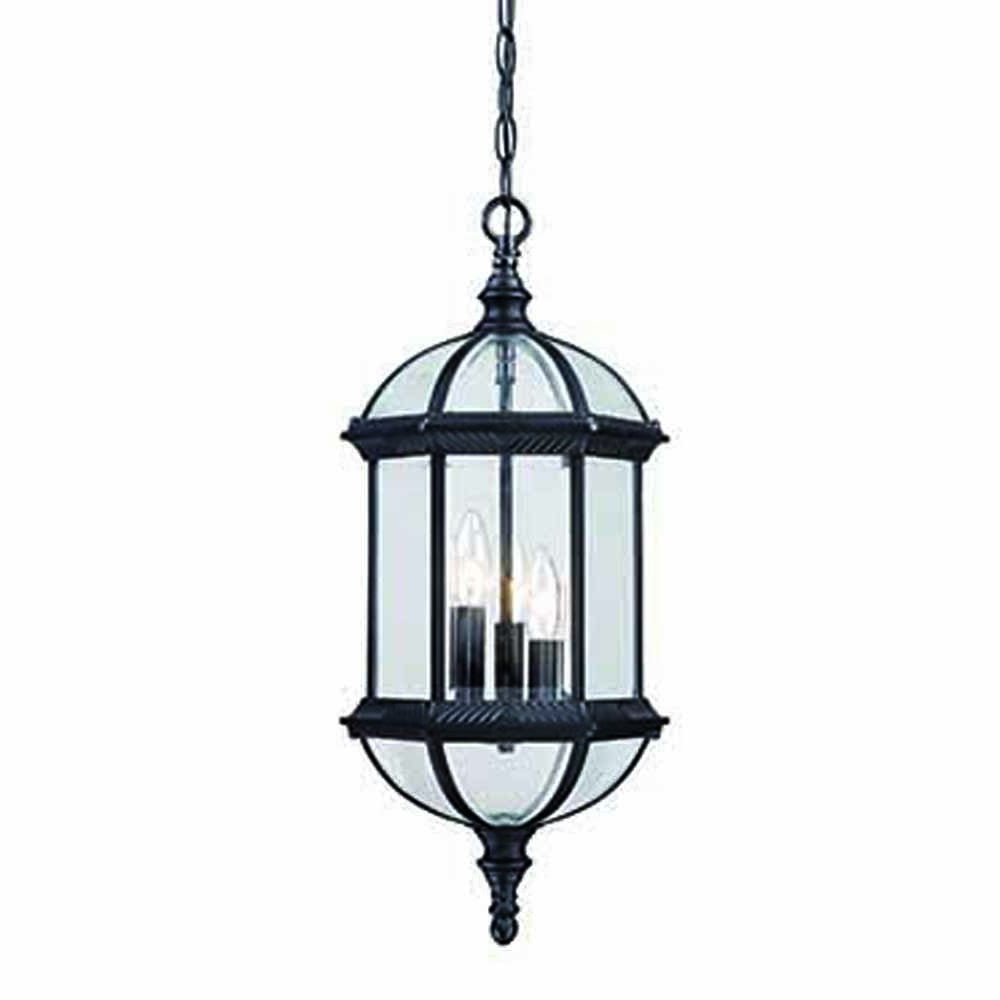 Three Light Matte Black Eastern Lantern Hanging Light-Outdoor Lighting-DECOROLALA