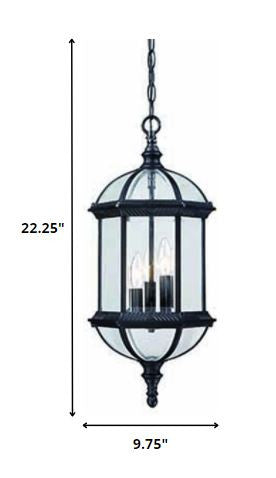 Three Light Matte Black Eastern Lantern Hanging Light-Outdoor Lighting-DECOROLALA