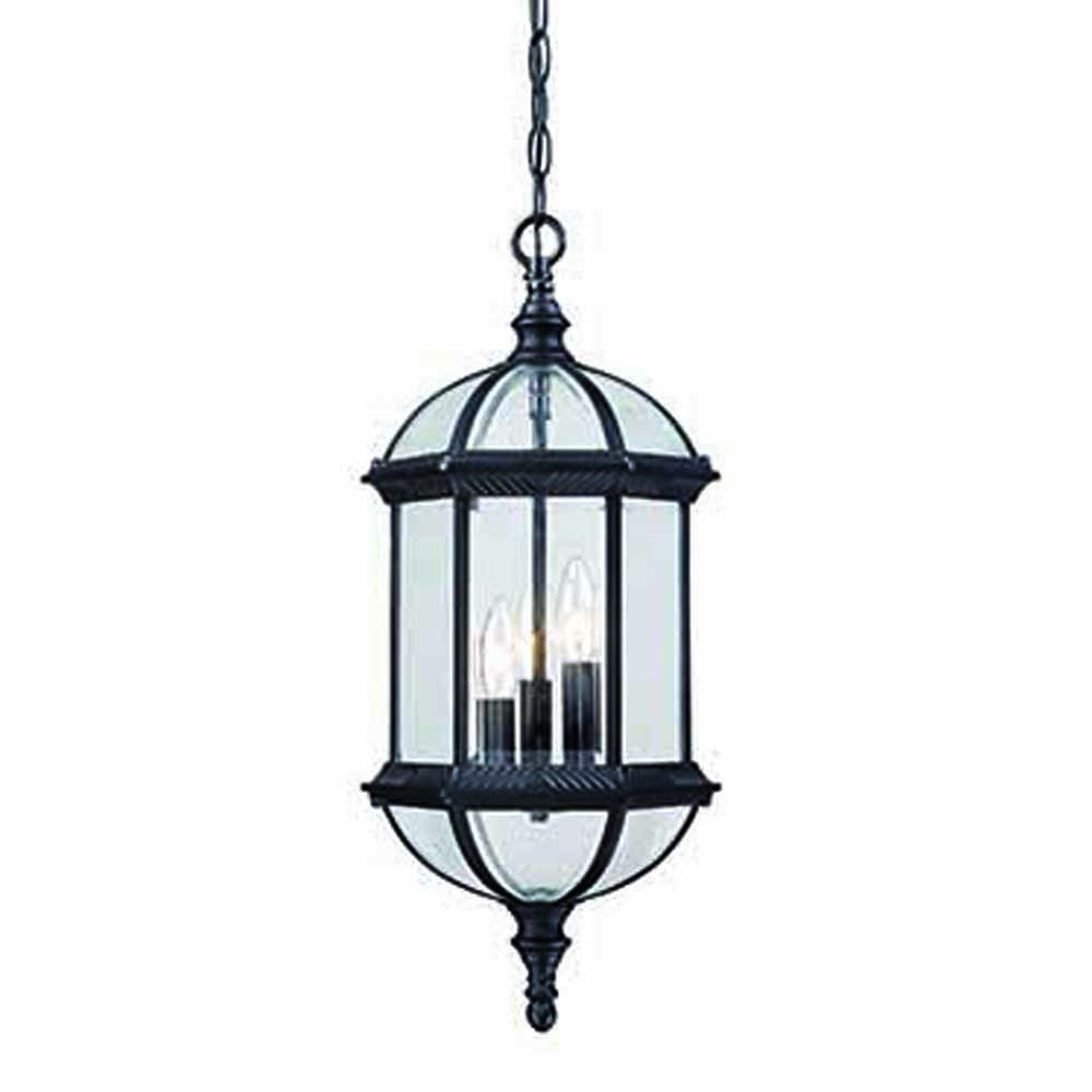 Three Light Matte Black Eastern Lantern Hanging Light-Outdoor Lighting-DECOROLALA