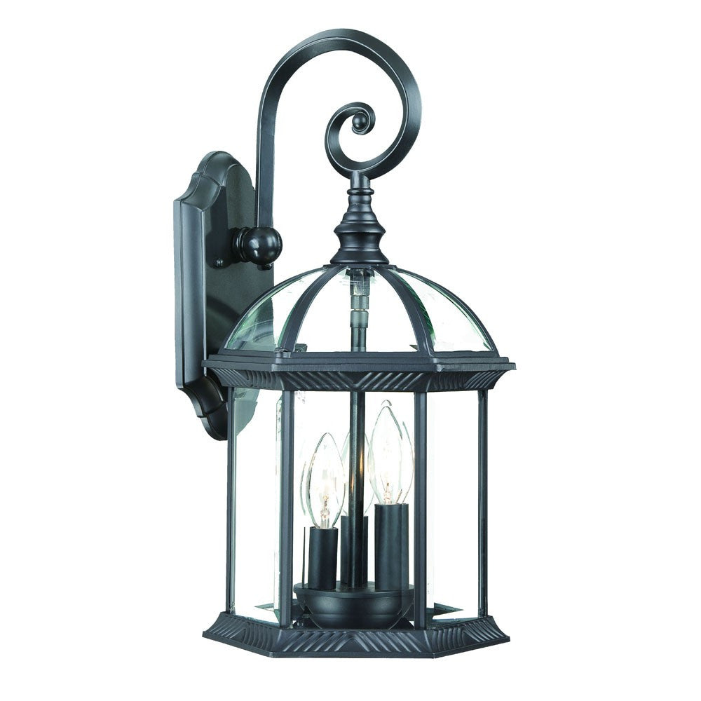Three Light Matte Black Eastern Lantern Wall Light-Outdoor Lighting-DECOROLALA
